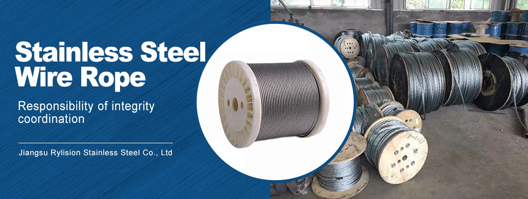 AISI 304 316 321 306 410 7X19 Diameter 2.0 to 56mm Stainless Steel Wire Rope for General Industry Engineering Use