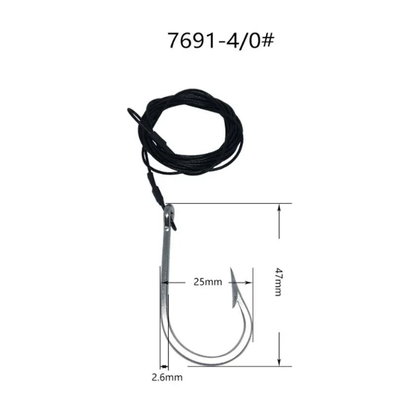 7691 Iron Hook Tied Stainless Steel Wire Rope Sea Fishing Hook Stainless Steel Fishing Hook Point Sharp Fishing Hook