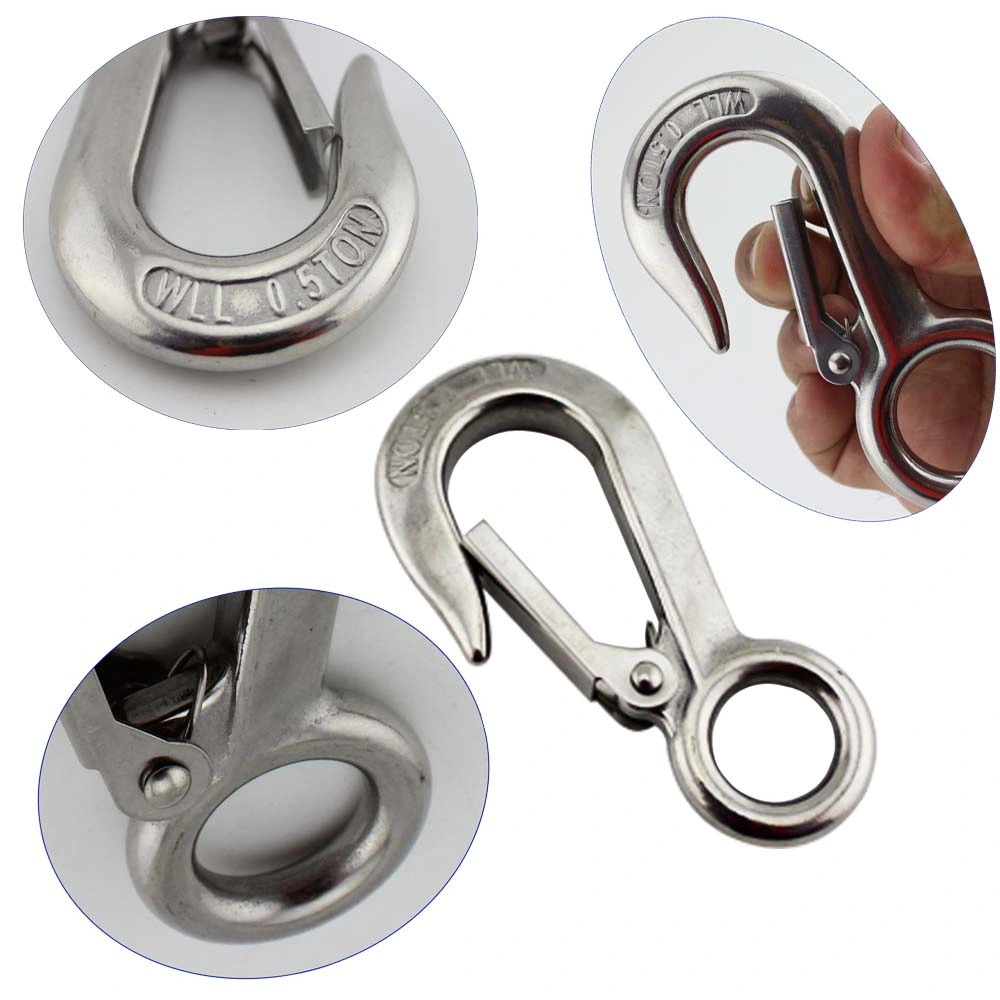 Newest Sale Stainless Steel Large Round Eye Crane Hooks Cargo Hook Hardware Fitting for Wire Rope