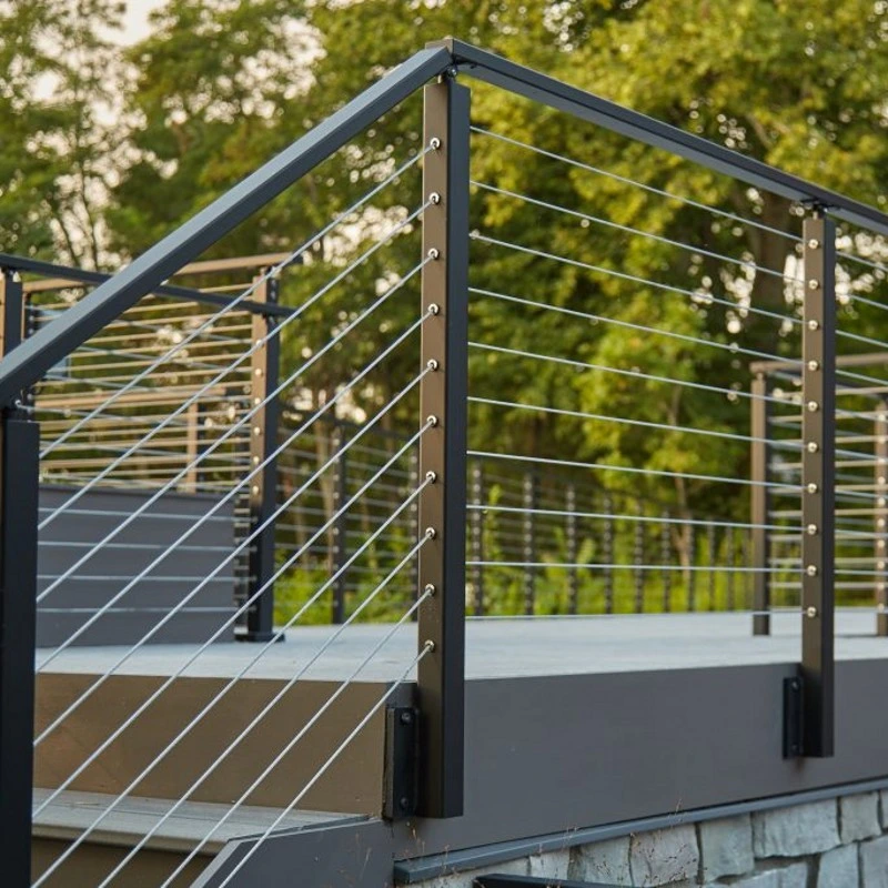 Stainless Steel Black Powder Coated Post Wire Cable Railing