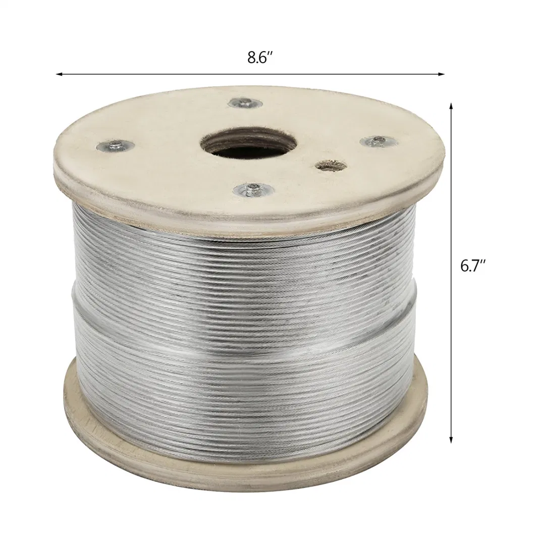 Color PVC Coated Wire Rope 304 Stainless Steel Cable 7X7