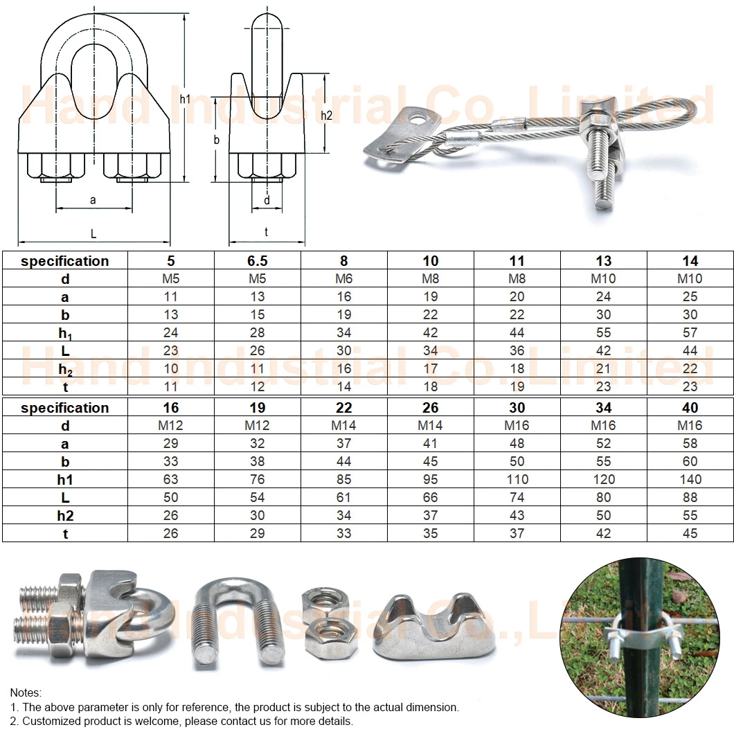 DIN1142 Stainless Steel U Clamp 2 3 4 5 5 8mm Bending Square Bolt Nut Washer Square Bolt Wire Rope Clip