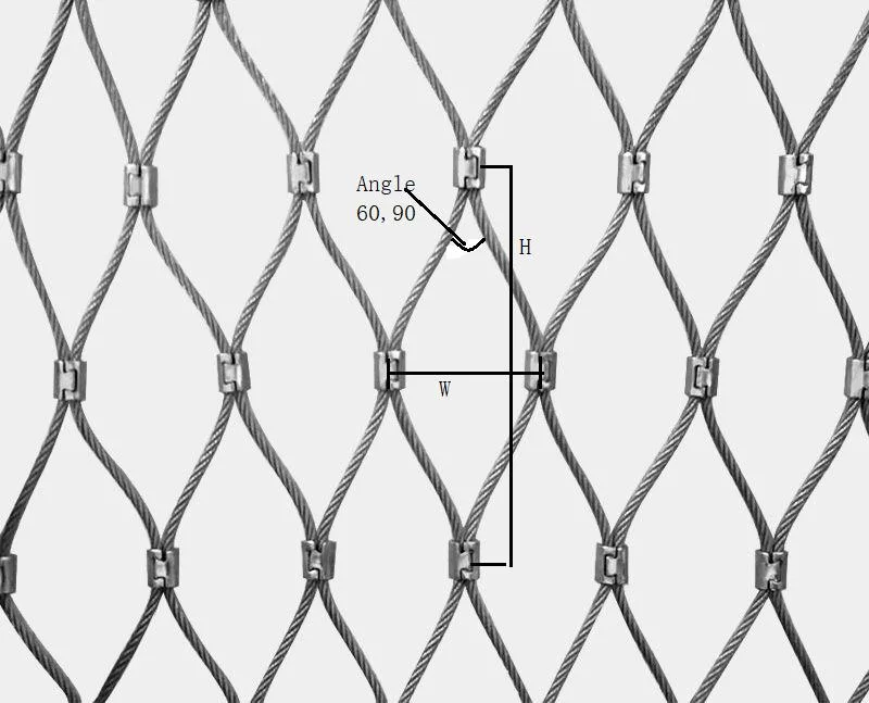 Safety Lightness Flexible Building Rood Protective Construction Decoration Stainless Steel Wire Rope Cable Mesh Balustrade Infills Safety Fall Net