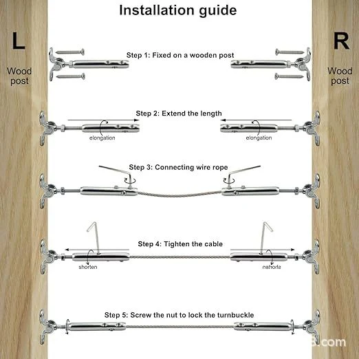Stainless Steel Adjustable Angle Tensioner Kit Wired Railing Deck Wire Rope Connectors