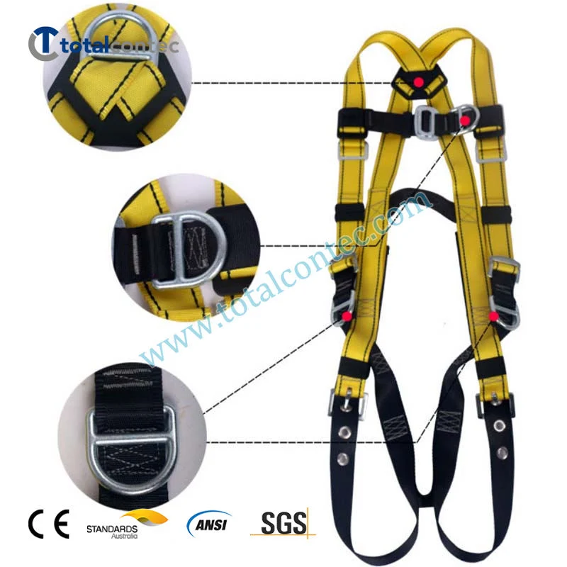 Certified CE Standard Full Body Safety Harness with Lanyard Rope