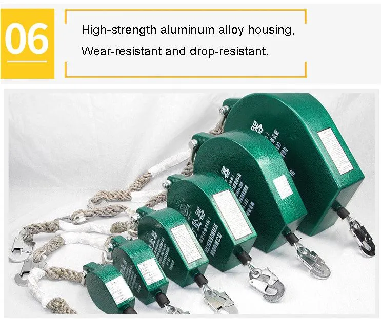 High Strength Retractable Wire Rope Fall Arrester Body Harness