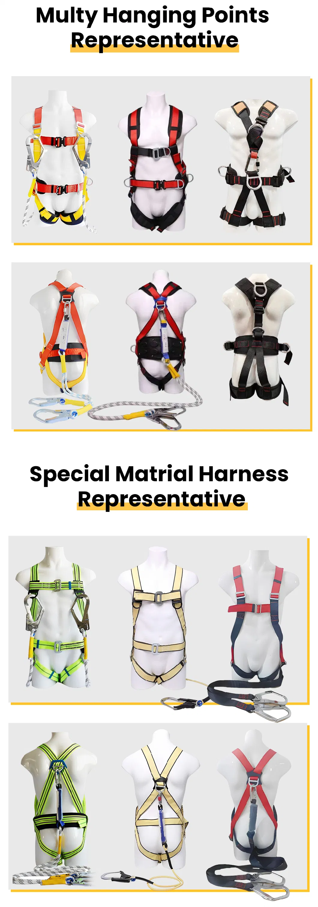 Full Body Polyester Insulated Chromed Steel Hook Elastic Rope Harness