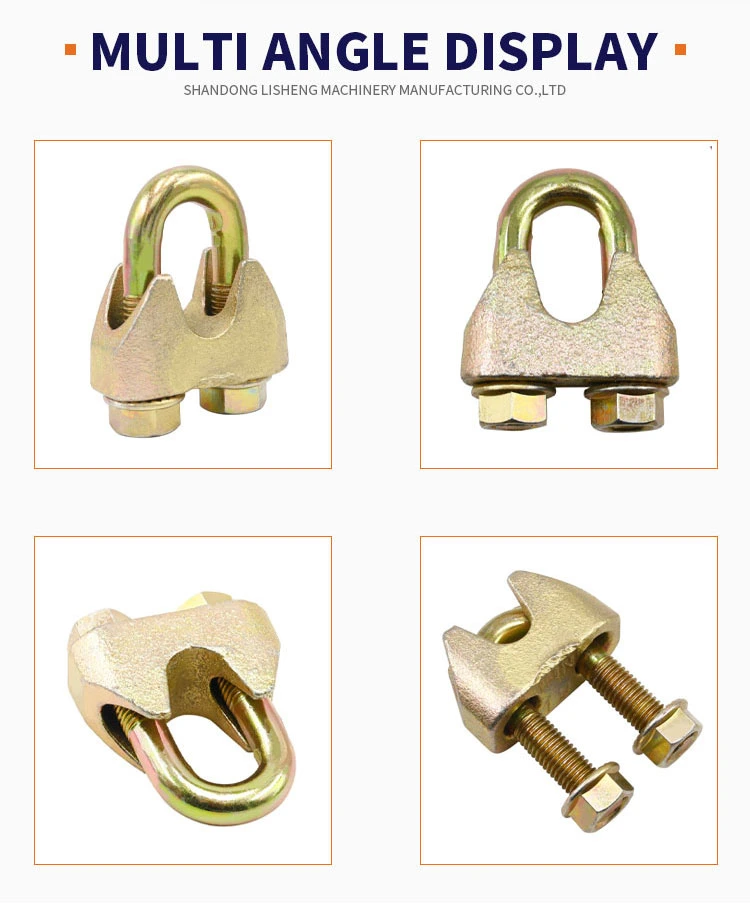 Fasteners and Electrical Carbon Steel Forged Yellow Galvanized DIN1142 Wire Rope Clips