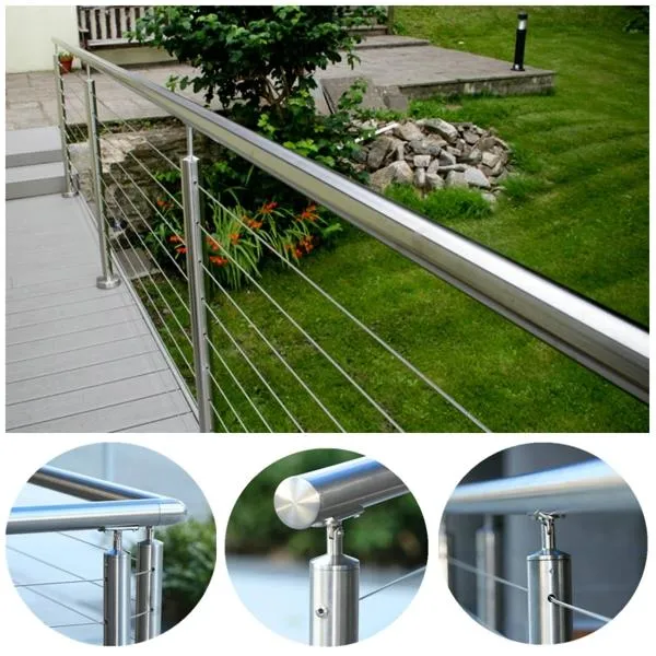 Wire Rope Balustrade Handrail Stainless Steel Stairs Vertical Cable Railing