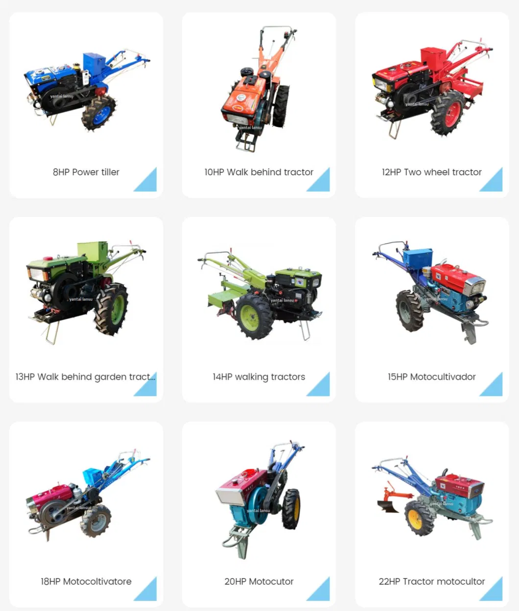 China 8HP12HP 15HP 18HP Farm Diesel Motocultor Power Tiller Zubr Two Wheel Mini Walking Tractor