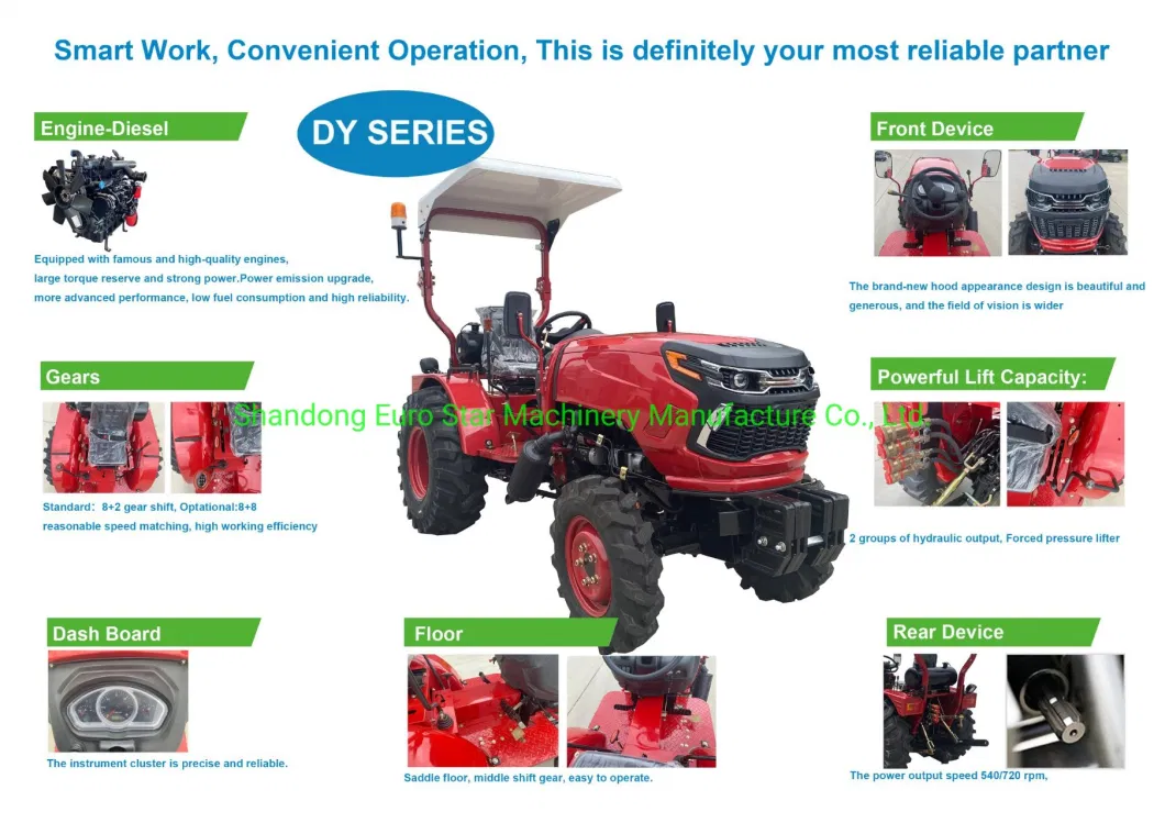 25HP 30HP 35HP 40HP 45HP Mini Small Four Wheel Farm Crawler Tractor Orchard Paddy Lawn Big Garden Diesel China for Tractor Manufacturer Agricultural Machinery