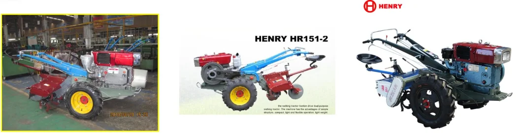 7-22HP Hand Tractor Power Tiller Tractor Garden Tractor Diesel Cultivator Motocultor Disel Motoblock Two Wheel Walking Tractors with Kinds Accessories Low Price