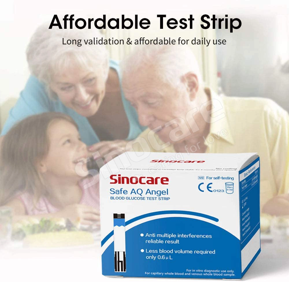 Sinocare Safe Aq Angel Homecare Handheld Blood Glucometer Large Memory Digital Blood Sugar Analyzer Kit with 200 Test Strips