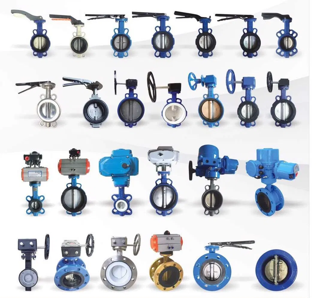 DN200 DN300 Bore Head Square Stem with Top Flange ISO 5211-F10 Ss Body Wafer Butterfly Valve