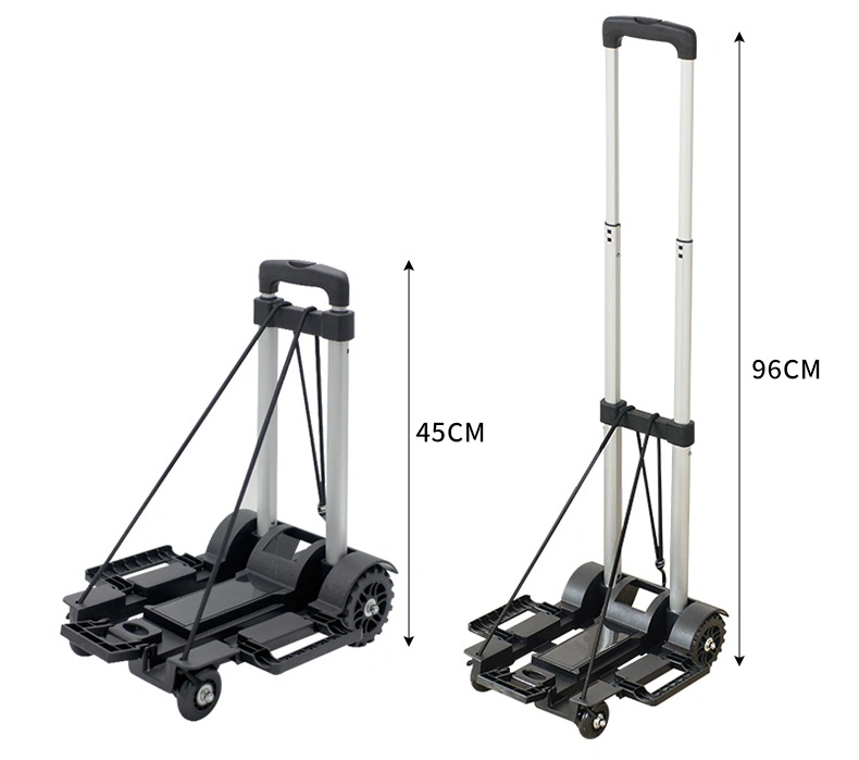 4 Wheels Mini Foldable Trolley Hand Truck Aluminum Alloy Dolly Portable Cart for Home Office Shopping Travel Use Compact Light Weight