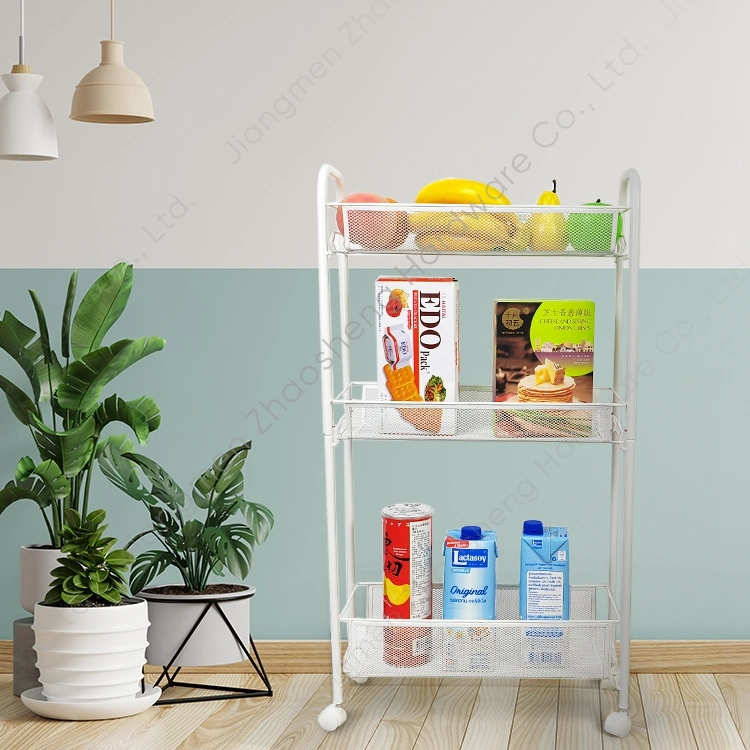 Organizer Slim Metal Office Kitchen Bathroom Scene Use 3 Layer Rolling Utility Cart Baby 3 Tier Storage Trolley with Wheels