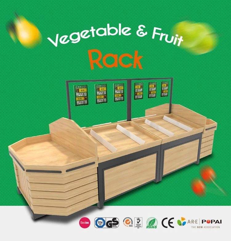 Supermarket Metal Iron Fruit and Vegetables Shelving Slanted Display Stand
