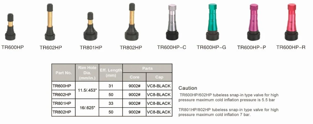 Maxx Tubeless Tire High Pressure Tr600HP Tyre Valve Stem Tr600HP