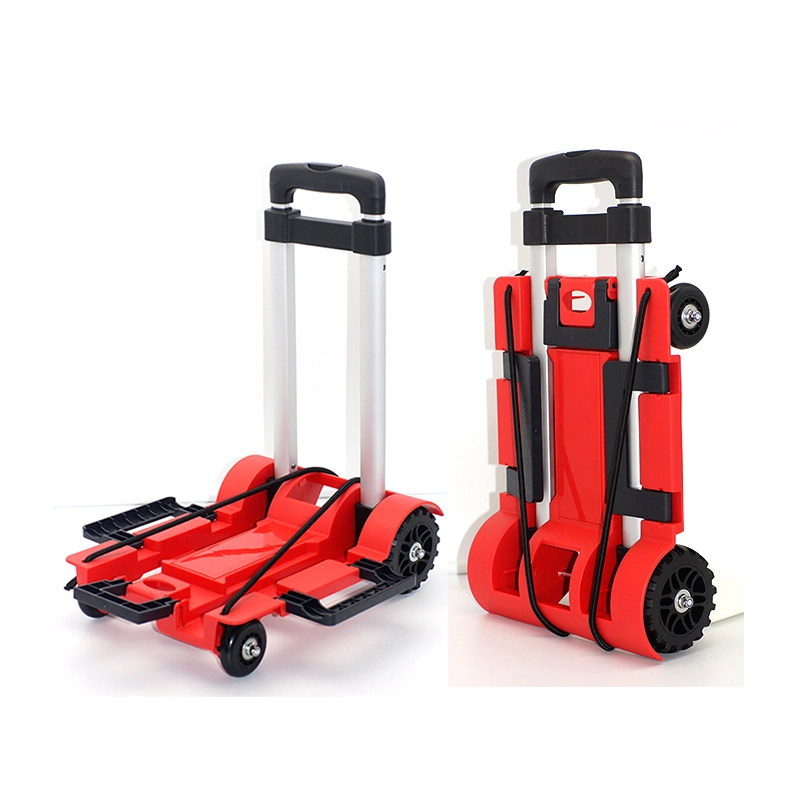 4 Wheels Mini Foldable Trolley Hand Truck Aluminum Alloy Dolly Portable Cart for Home Office Shopping Travel Use Compact Light Weight