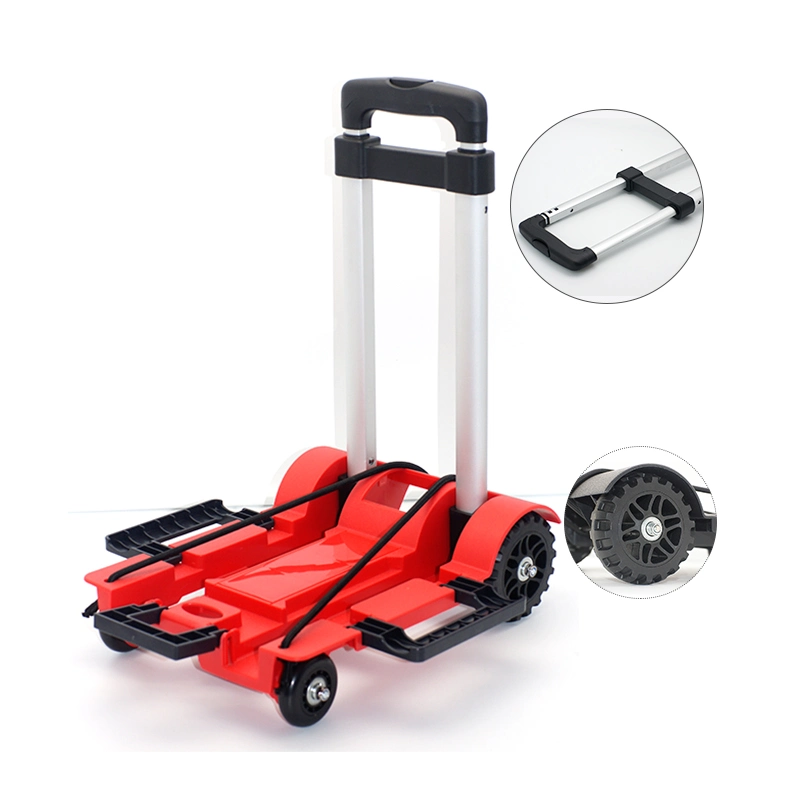 4 Wheels Mini Foldable Trolley Hand Truck Aluminum Alloy Dolly Portable Cart for Home Office Shopping Travel Use Compact Light Weight