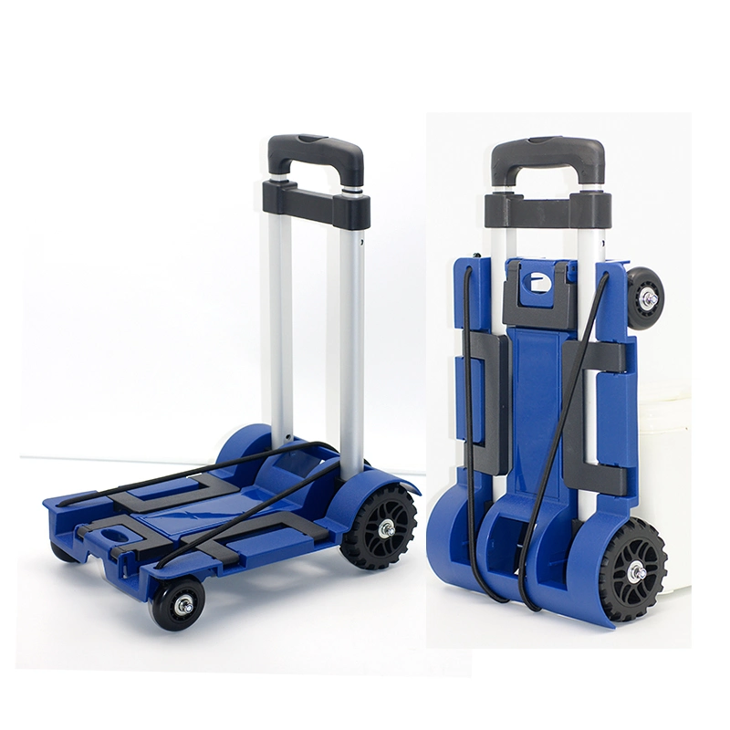 4 Wheels Mini Foldable Trolley Hand Truck Aluminum Alloy Dolly Portable Cart for Home Office Shopping Travel Use Compact Light Weight