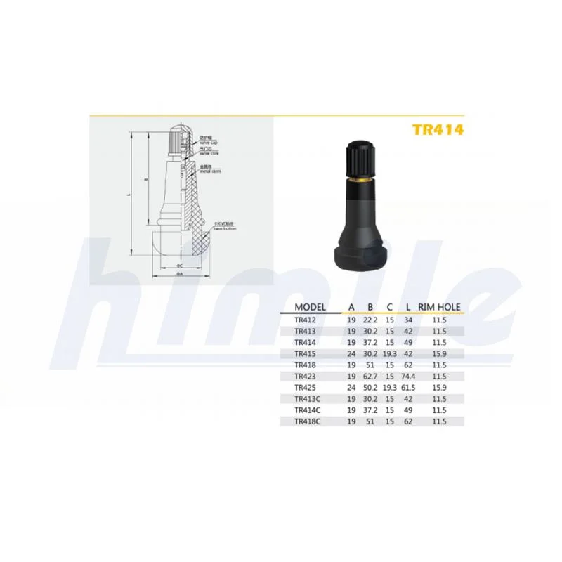 Himile Car Tyre Valve Tubeless Valve Tr413 Snap-in Tire Valve Passenger Car Tyre Valve, High Quality Auto Parts.