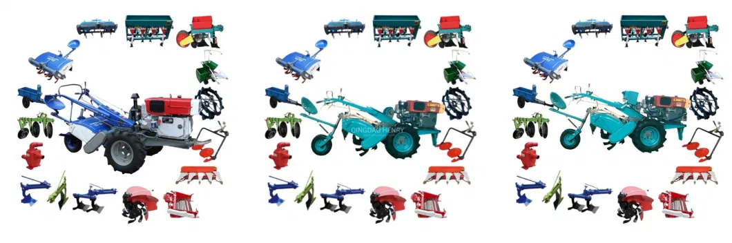 7-22HP Hand Tractor Power Tiller Tractor Garden Tractor Diesel Cultivator Motocultor Disel Motoblock Two Wheel Walking Tractors with Kinds Accessories Low Price
