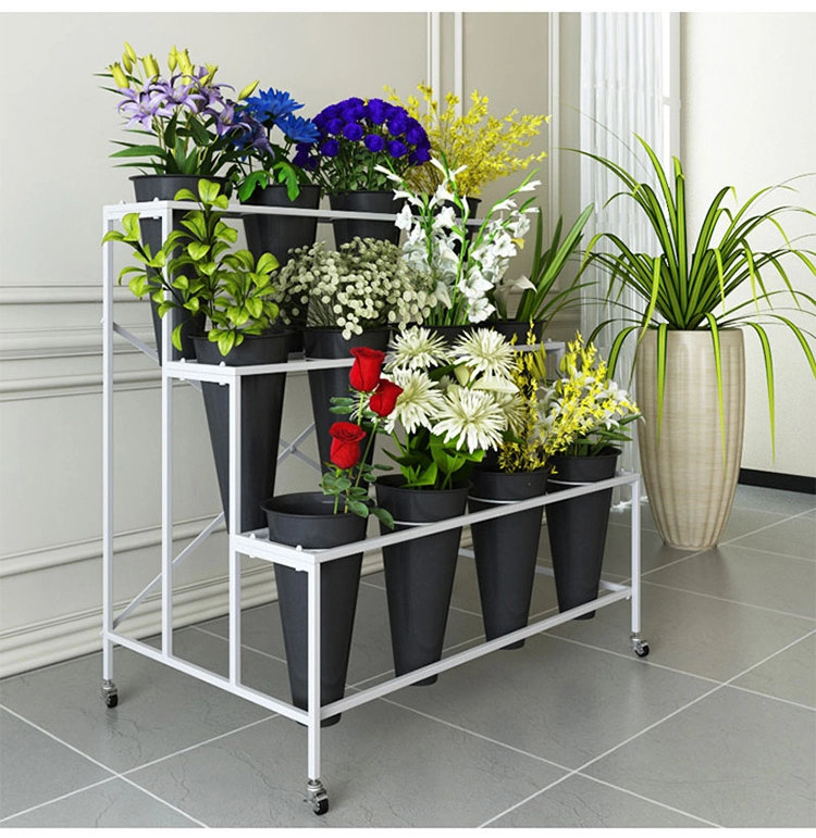 Modern Metal Craft Flower Stand with Wheels