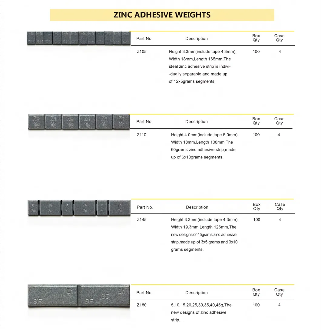 Tyre Repair Zn/Zinc Adhesive Wheel Balance Weights for Car