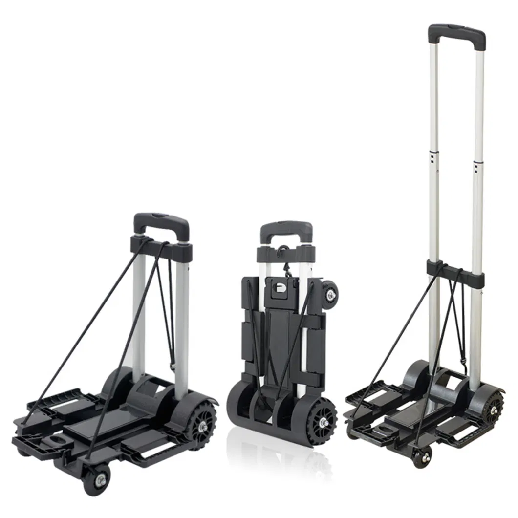 4 Wheels Mini Foldable Trolley Hand Truck Aluminum Alloy Dolly Portable Cart for Home Office Shopping Travel Use Compact Light Weight