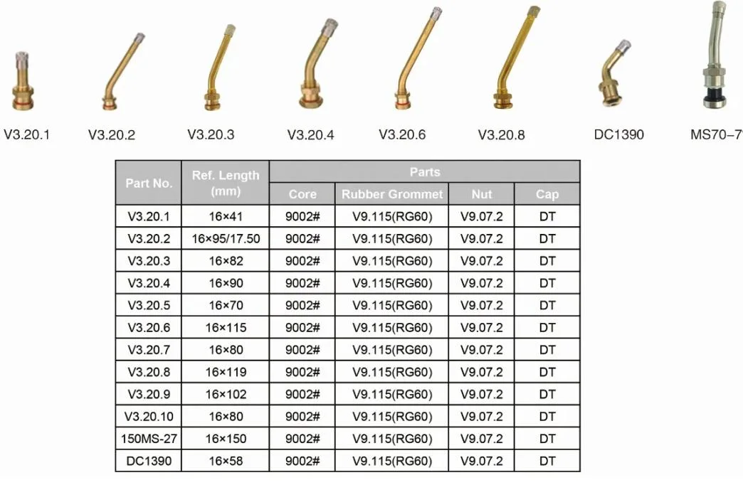 TUV Certificate Brass Tire Valve Stem Clamp in Truck Tubeless Valve