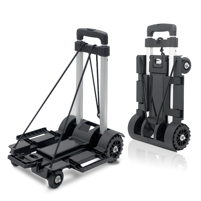 4 Wheels Mini Foldable Trolley Hand Truck Aluminum Alloy Dolly Portable Cart for Home Office Shopping Travel Use Compact Light Weight