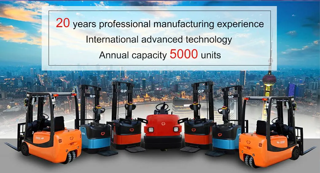 China Gp Brand 1ton 1.5ton 1.8ton Lift Height 3m 4m 5m 6m Four-Wheel Balance Weight Type DC Power 48V 630ah Electric Forklift Truck