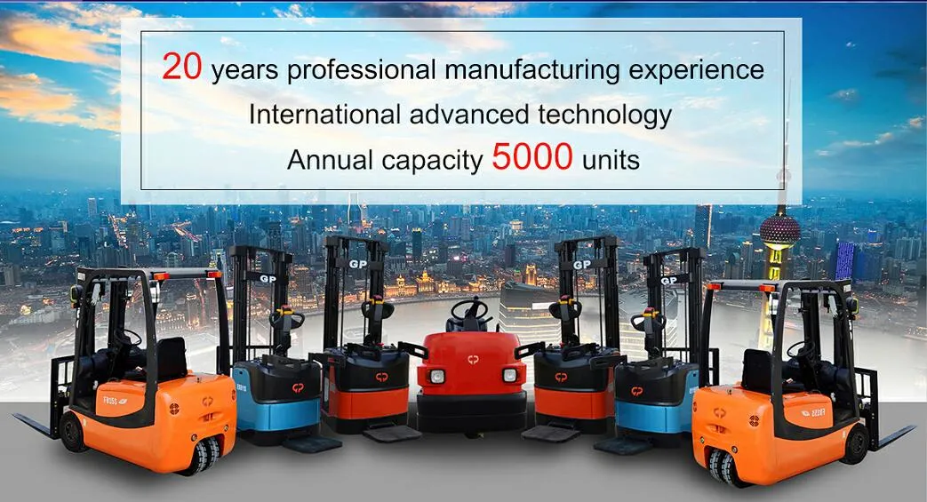 China Gp Brand 1ton Lift Height 3m 4m 5m 6m Four-Wheel Balance Weight Type DC Power 48V 630ah Electric Forklift Truck (CPD10)