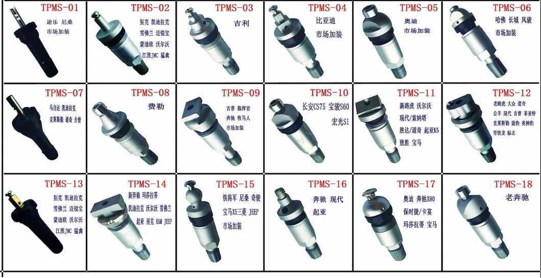 Auto Accessorytpms Aluminum Tubeless Tyre Pressure Monitoring System Sensor Valves for Land Rover VW Dodge RAM Hyundai Jeep FIAT Chrysler Jaguar Peugeot Citroen