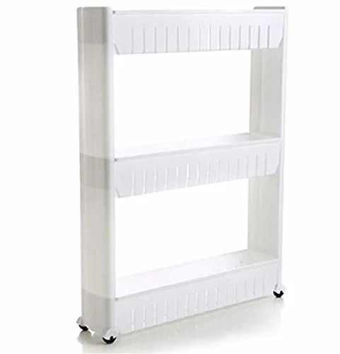 Gap Storage Slim Slide out Storage Tower Rack Shelf with Wheels 3-Tier