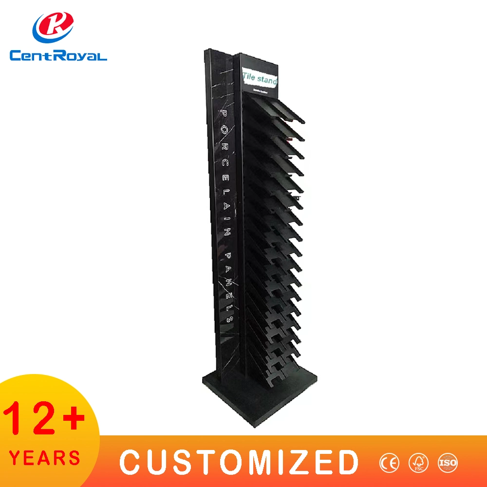 Customized Floor Standing Metal Ceramic Tile Display Stand Rack with Wheels