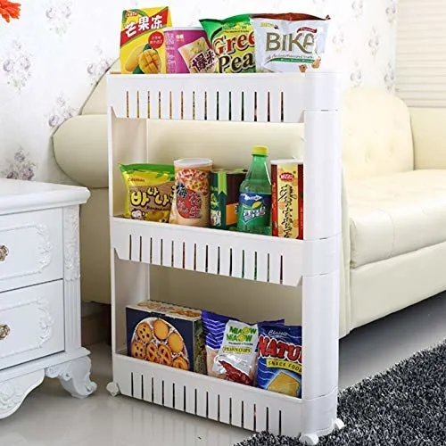 Standing Shelf Units Slim Cart Rolling Bathroom Shelves Organizer, with Wheels for Bathroom Laundry Pantry Kitchen Narrow Places