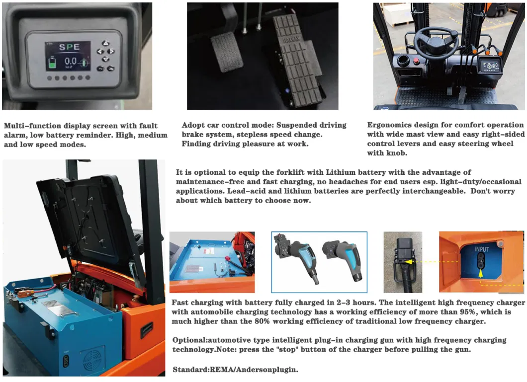 High Efficiency Four Wheel Balancing Weight Electric Forklift 2 Tons 2000kg and Mast 3m 4m 5m