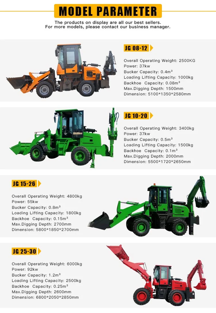 Manufacturer Supply Hydraulic Diesel Heavy 4X4 Tractor Wheel Multi-Purpose Compact Mini Front/Backhoe Loader Use for Construction/Garden/Farm