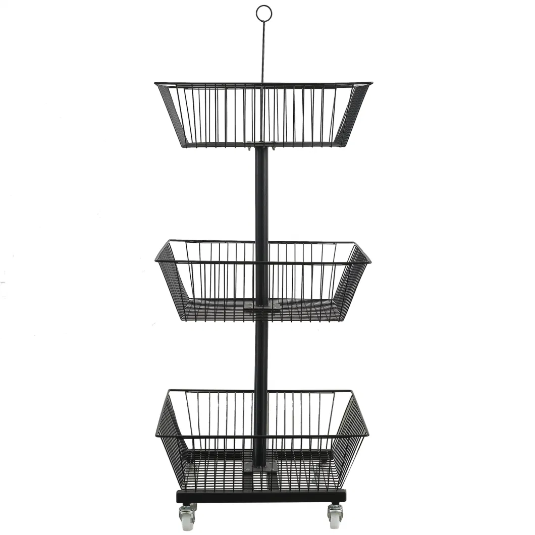 Wholesale Four Wheeled Supermarket Wire Metal Display Rack Retail-Display Stand