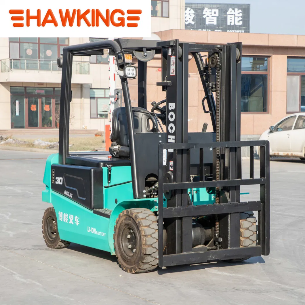 China Factory Compact 3000kg 3500kg Full Electric Four Wheel Lithium Battery Forklift Trucks with on-Borad Charger