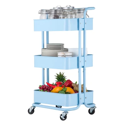 Hochwertige Abnehmbare Haushalts-Küche Trolley Kunststoff Slim Storage Stapelbar Drahtwagen mit Rädern und Griff