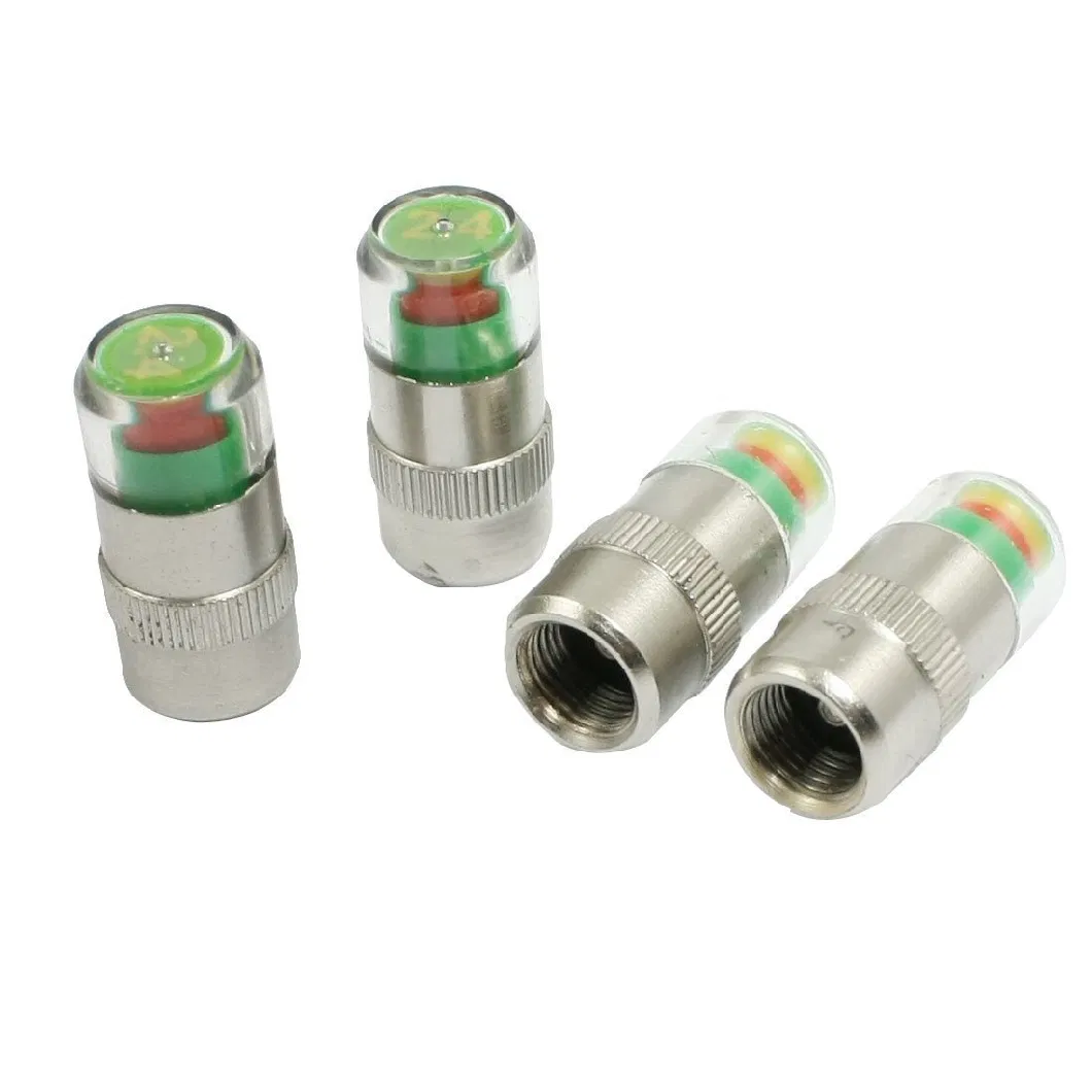 34 Psi Car Tire Pressure Monitor Valve Cup with Sensor Indicator 3 Color 4PCS Eye Alert Cap