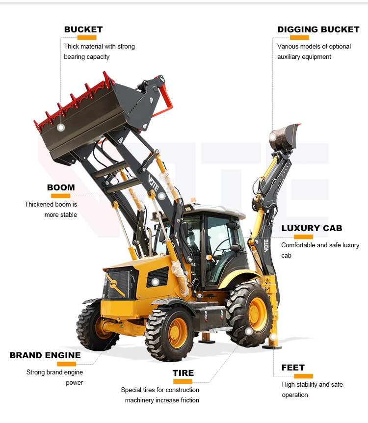 New Agricultural Small Mini Backhoe Loaders Articulated Tractor Backhoe 3ton 4ton 5ton 6ton 7ton 8ton 9ton with Price Wheel Loader Kubota Backhoe