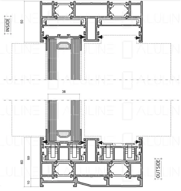 Ha38 Bottom Row-Wheel Heavy-Duty Thermal-Break Slim Slide Door