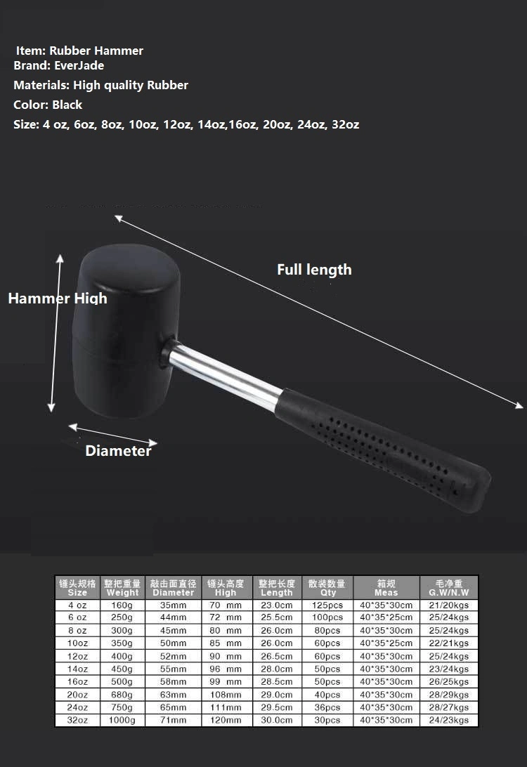 Fiberglass Handle White Double-Headed Rubber Head Rubber Sledge Rubber Hammer