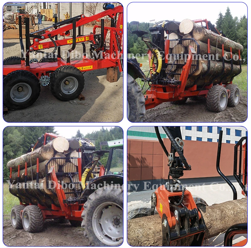 Secured Trading Manufacturer/Factory Yantai Agricultural Farm Forestry Machine Transport Cargo Timber Wood Log Transport CE Woodworking Drawbar ATV Log Trailer