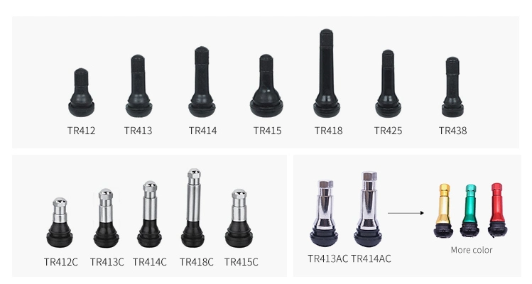 Tire Valve Custom Material Black Rubber Aluminium Tr412 Tr413 Tr414 Tr415 Tire Valve