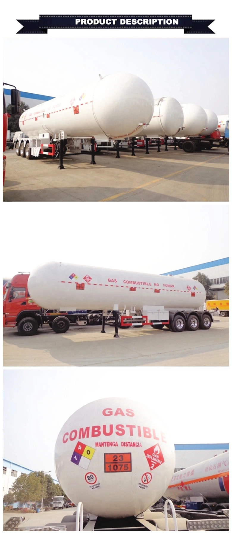 25tons-30tons Air Suspension 56000 Liters 56m3 56 Cubic Propane Gas Transport LPG Trailer